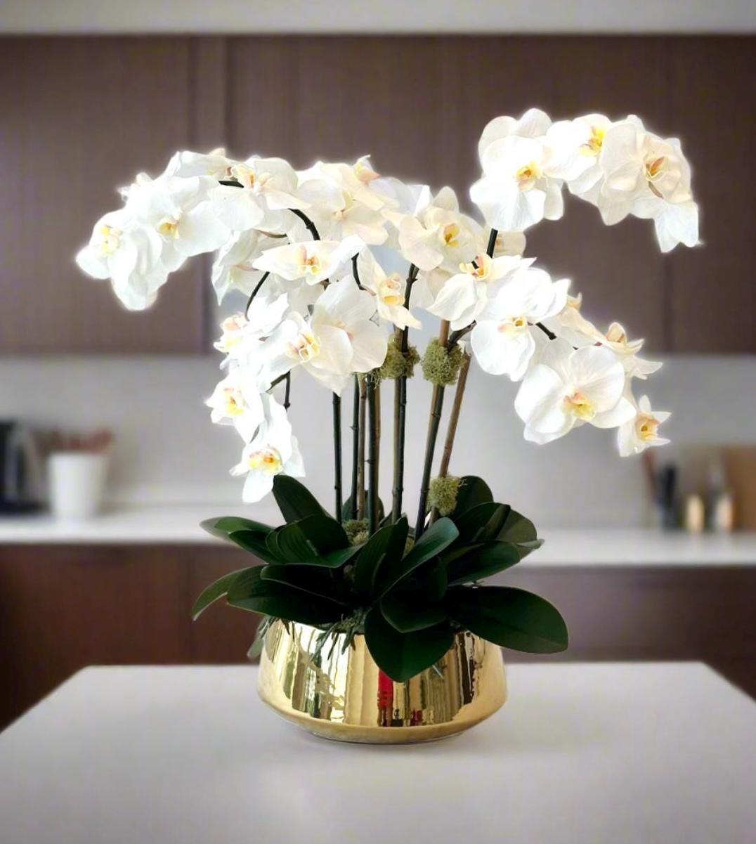 Real Touch Modern White Orchid Centerpiece