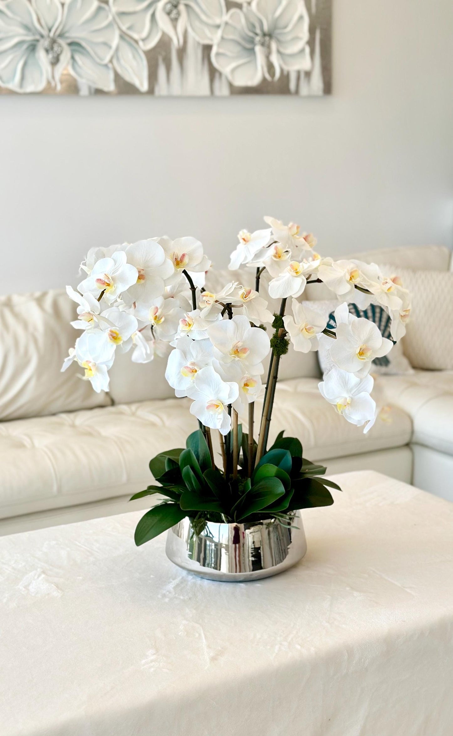 Real Touch Modern White Orchid Centerpiece