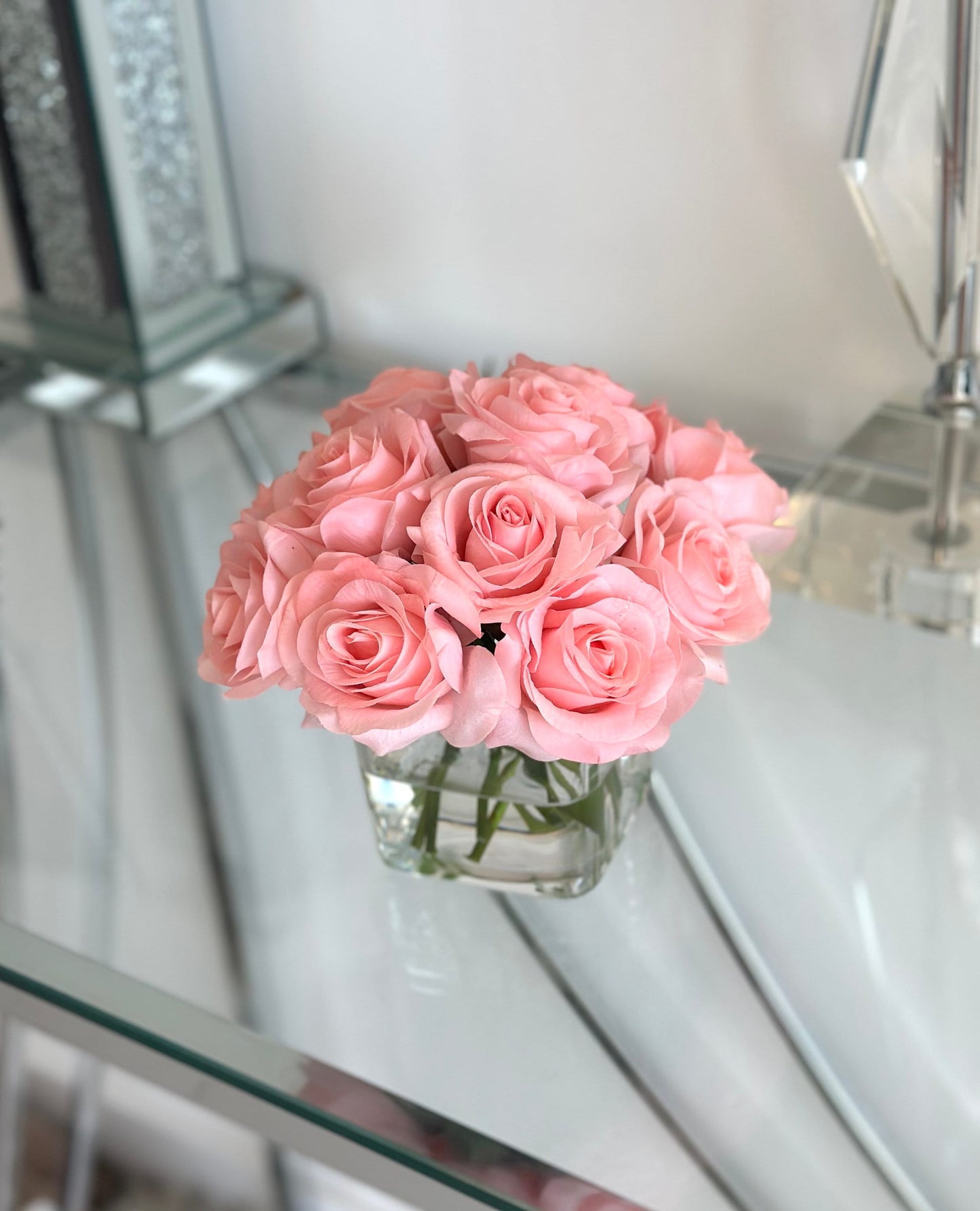 Real Touch Rose Arrangement Set in Faux Water