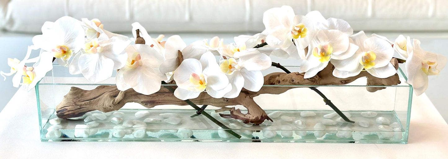 Real Touch Modern White Orchid Long Centerpiece