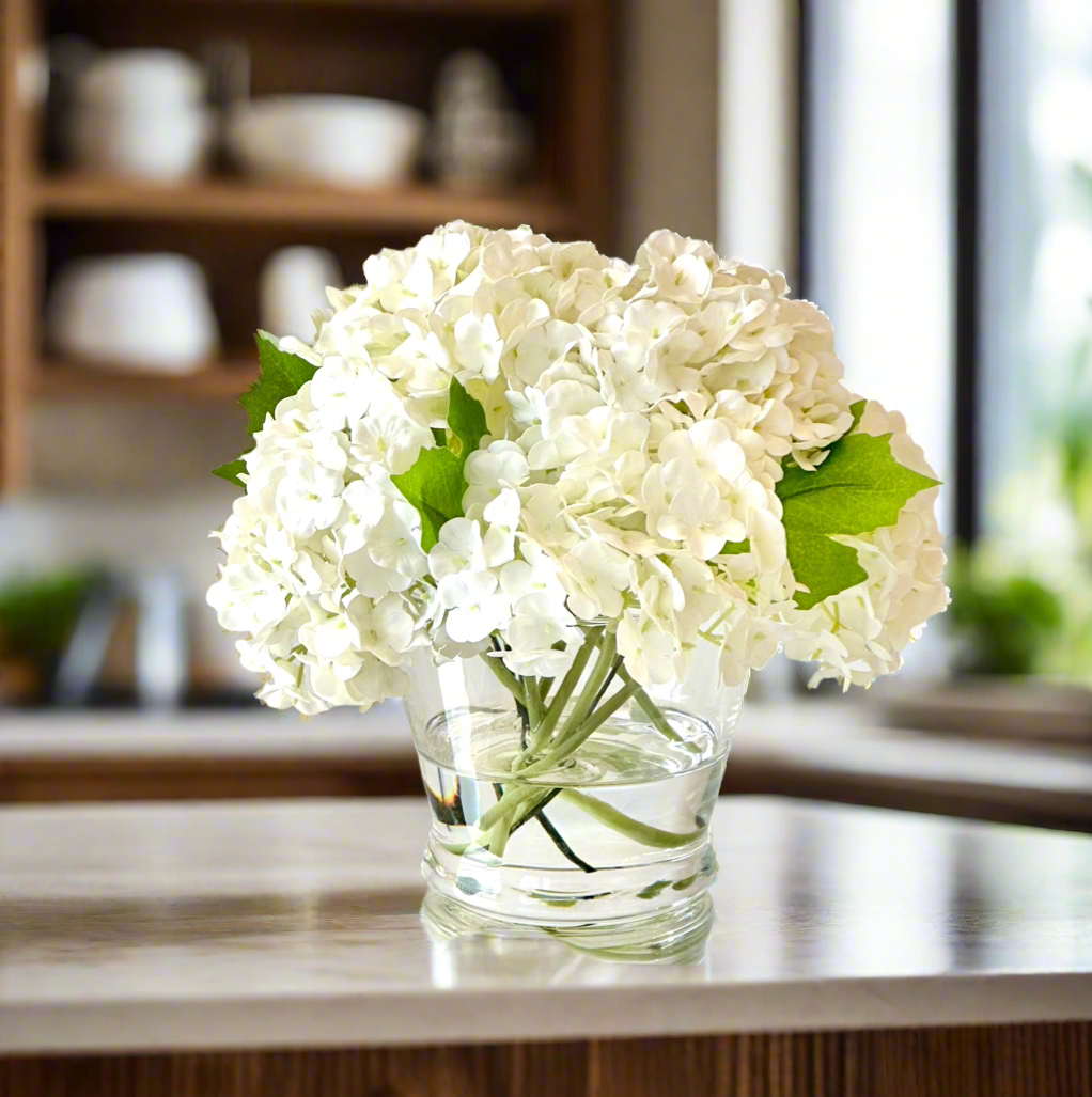 Real Touch Artificial White Hydrangea Arrangement