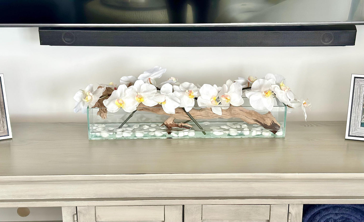 Real Touch Modern White Orchid Long Centerpiece