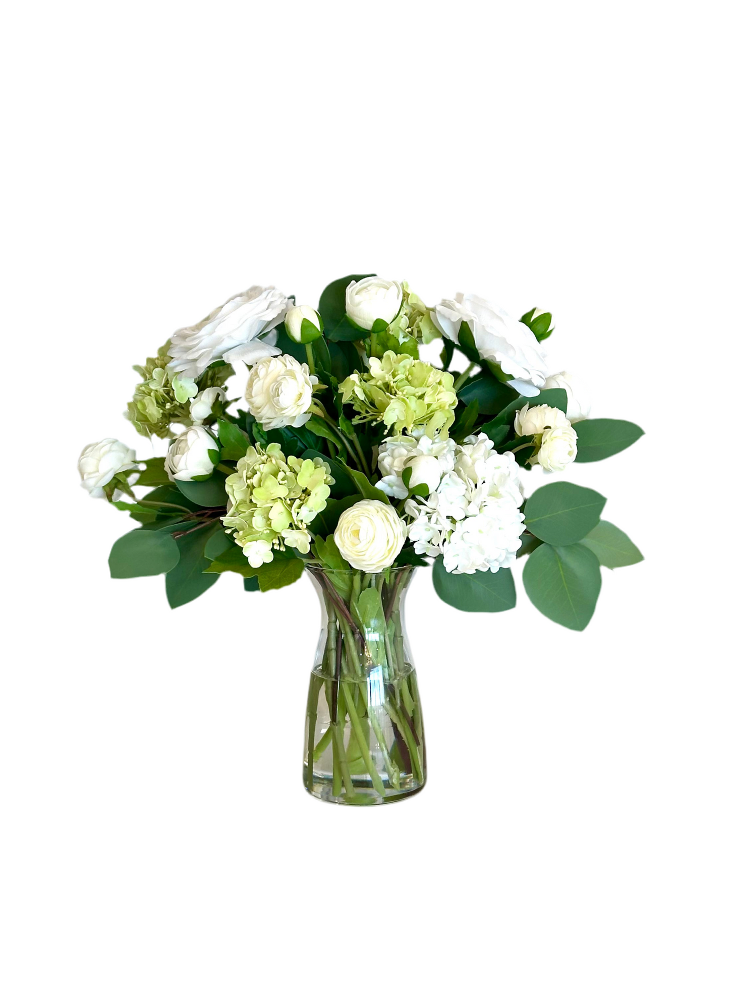 Real Touch Ranunculus and Hydrangea Arrangement