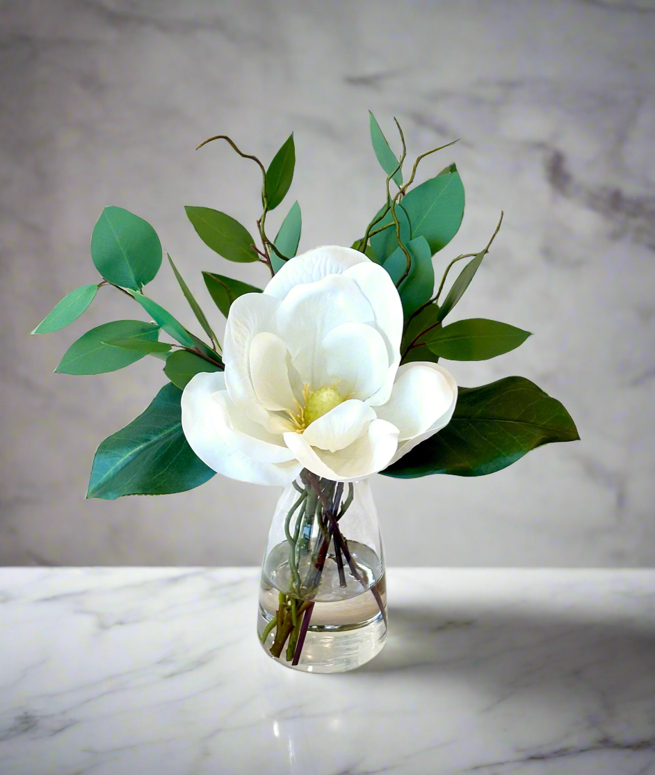 Real Touch White Magnolia Floral Arrangement