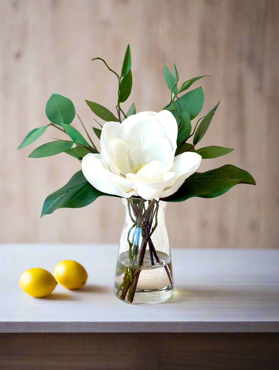 Real Touch White Magnolia Floral Arrangement