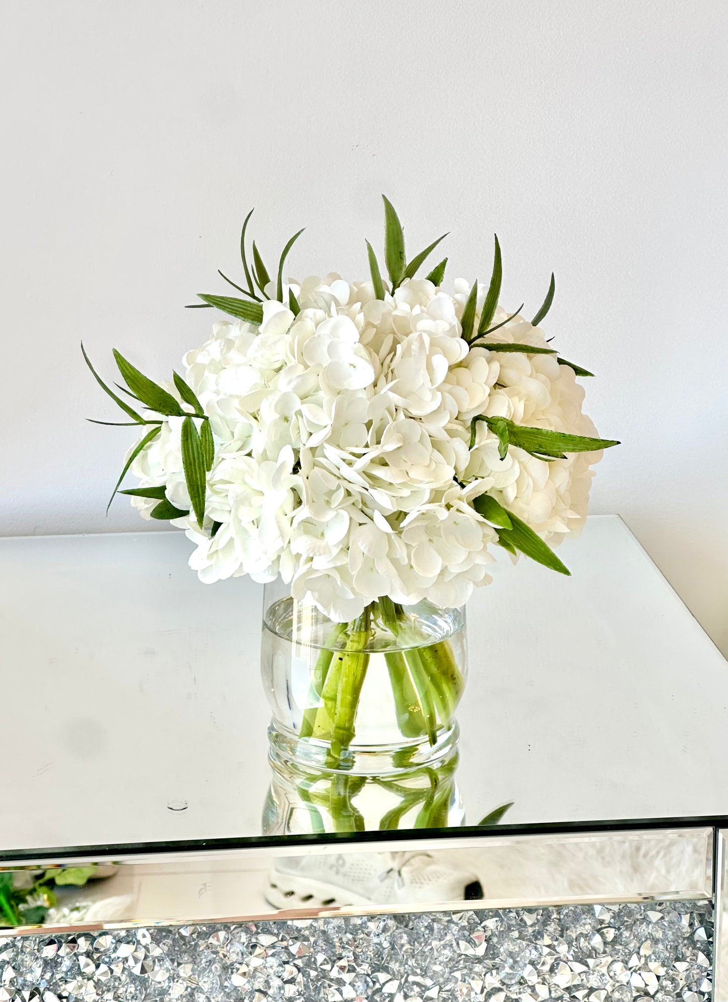 Real Touch Artificial White Hydrangea Arrangement