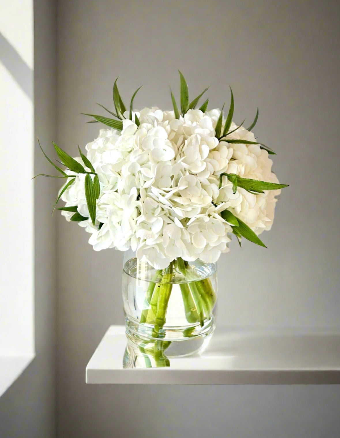 Real Touch Artificial White Hydrangea Arrangement