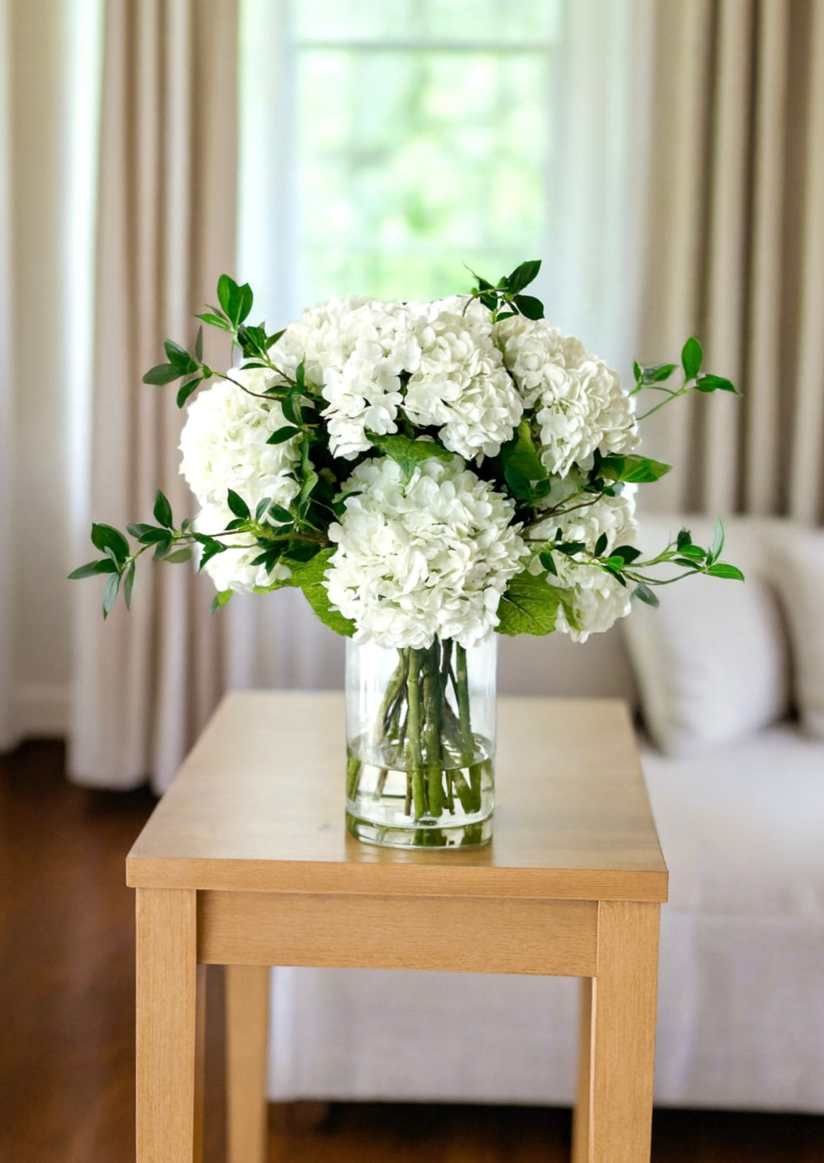 Large Real Touch White Hydrangea Floral Decor