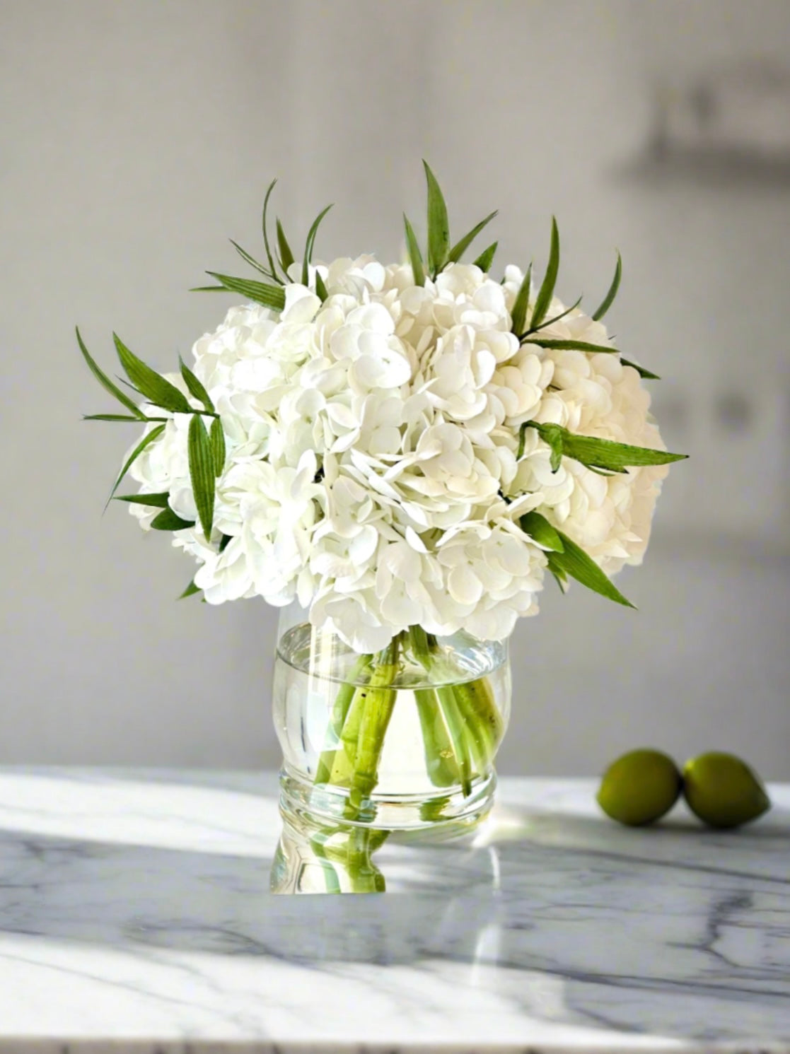 Real Touch Artificial White Hydrangea Arrangement