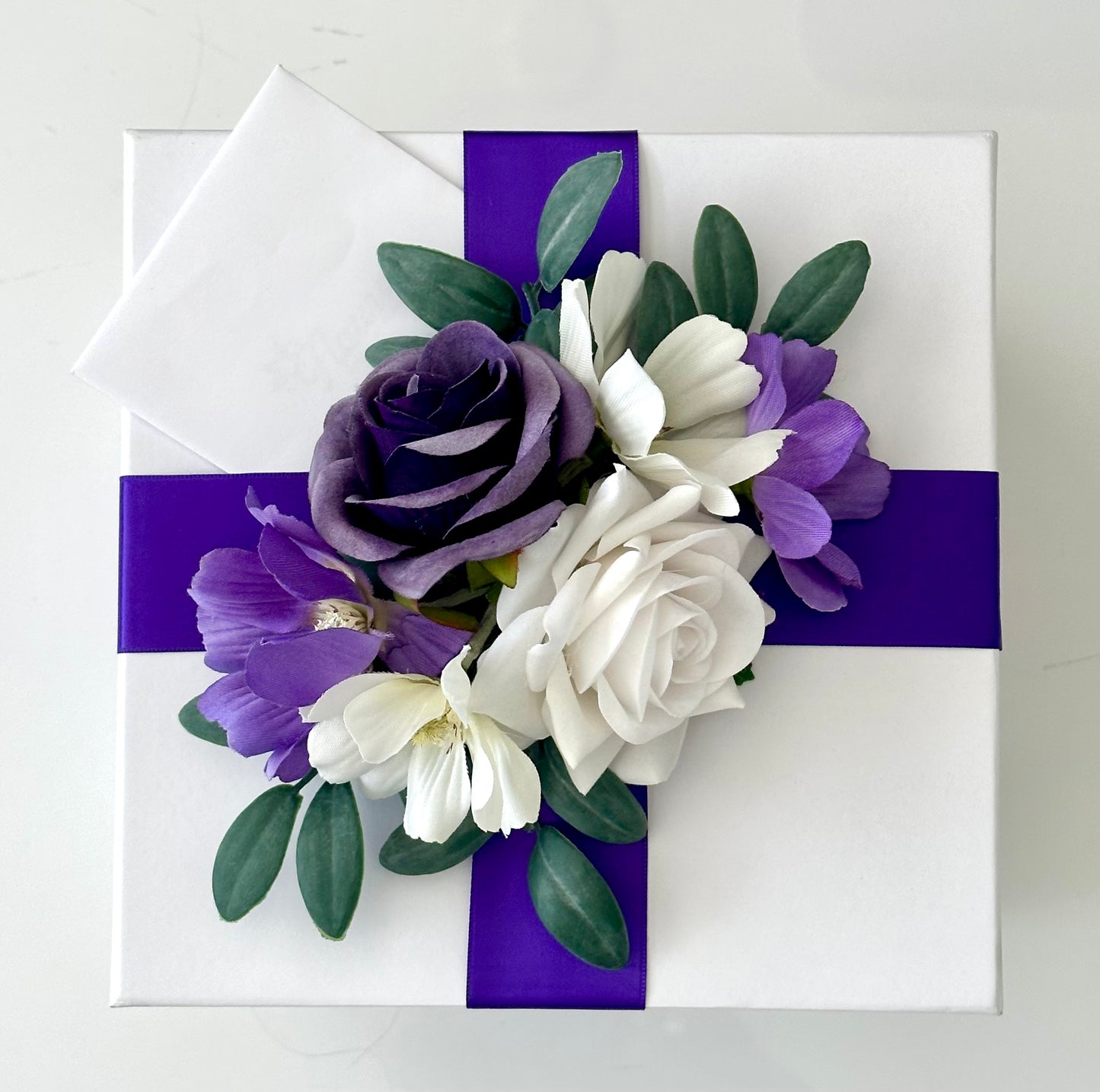 Luxury Floral Gift Box with Real-Touch Flowers & Removable Flower Topper