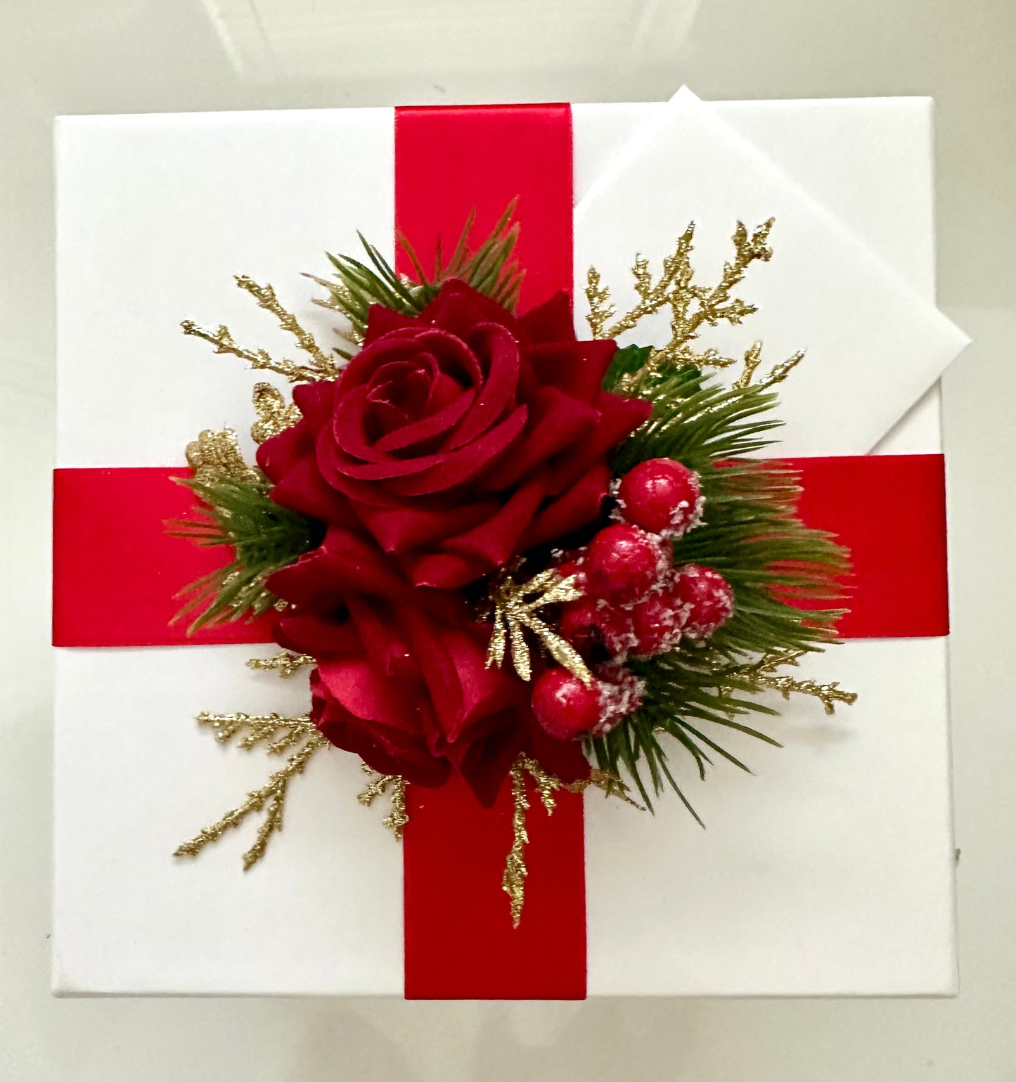 Luxury Floral Gift Box with Real-Touch Flowers & Removable Flower Topper