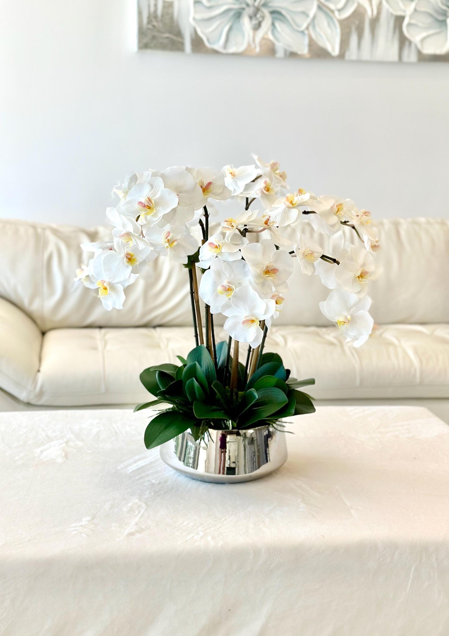 Real Touch Modern White Orchid Centerpiece