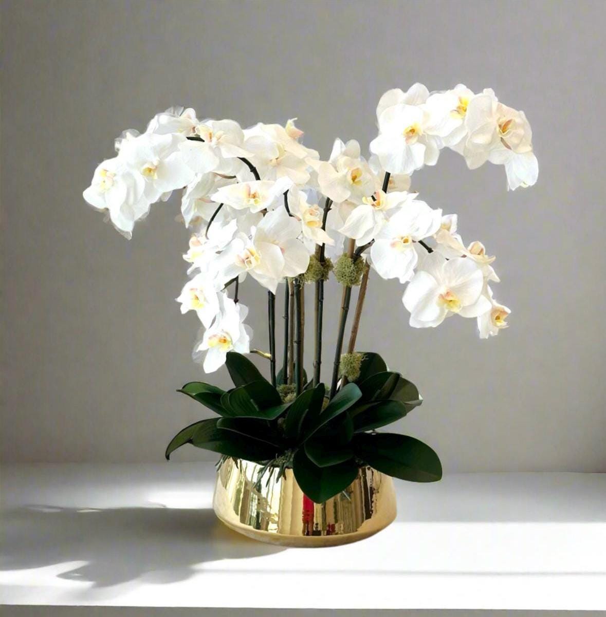 Real Touch Modern White Orchid Centerpiece
