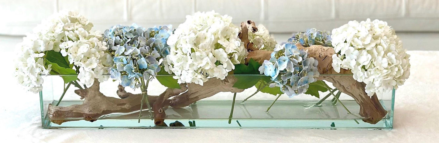 Real Touch Blue and White Hydrangea Centerpiece