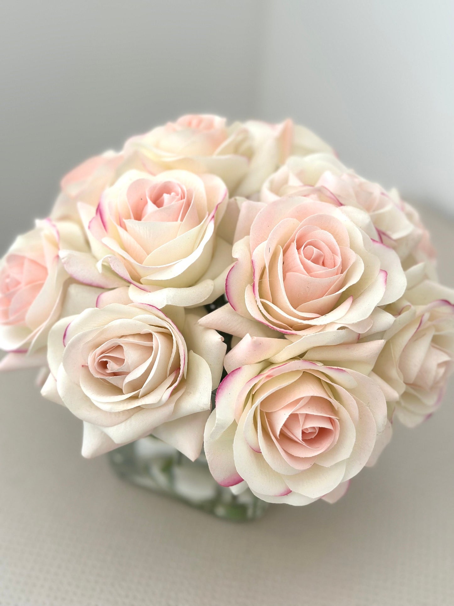 Real Touch Ivory and Blush Rose Arrangement