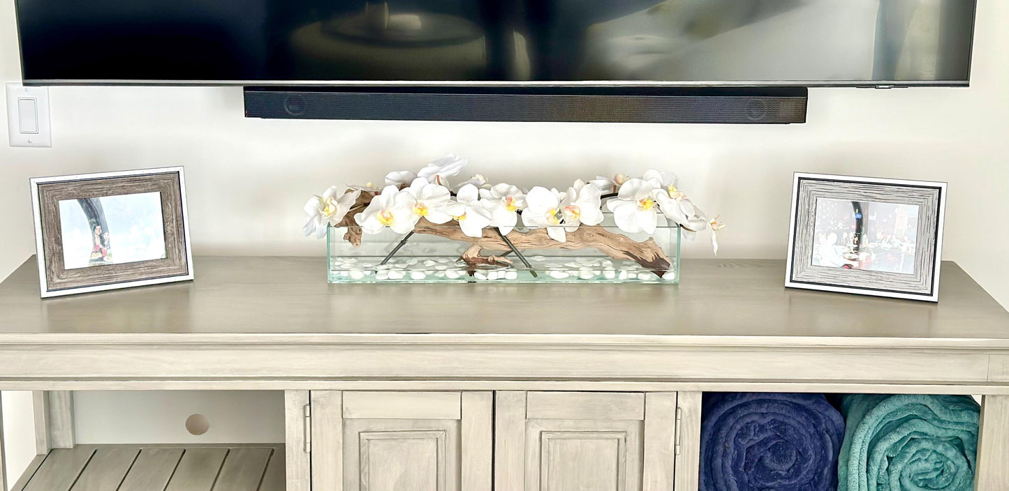 Real Touch Modern White Orchid Long Centerpiece