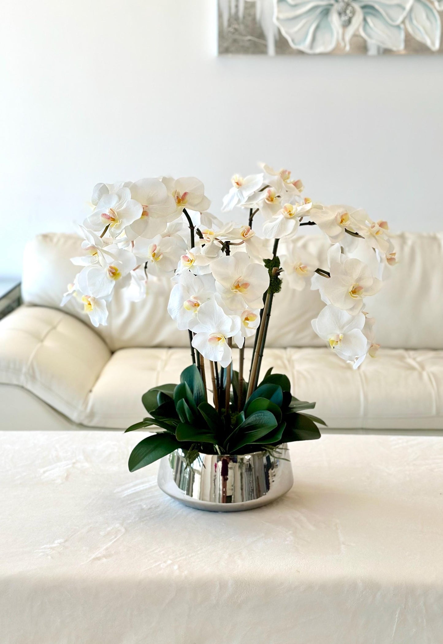 Real Touch Modern White Orchid Centerpiece