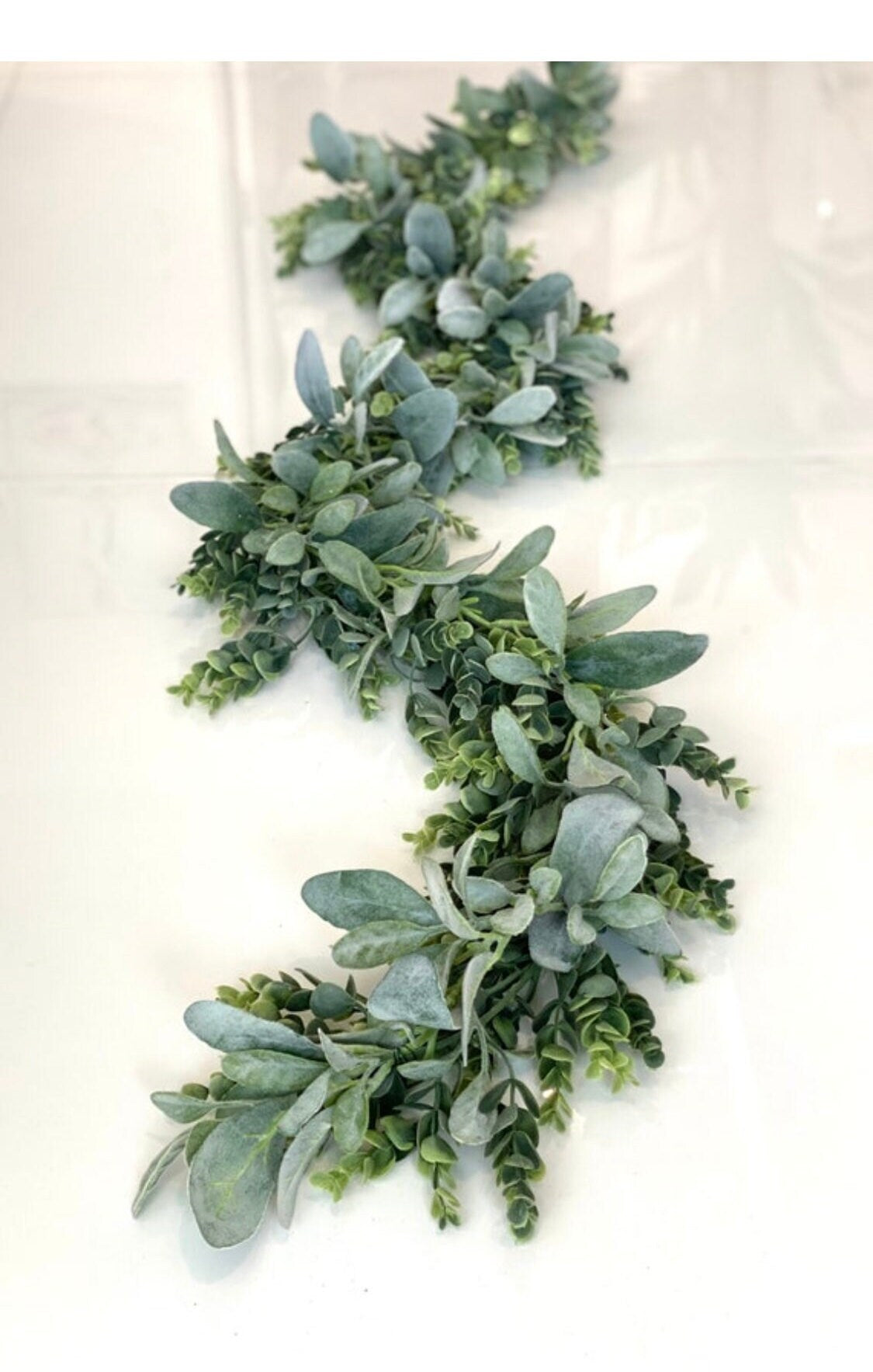 Artificial Eucalyptus Garland, Lambs Ear, Table Centerpiece