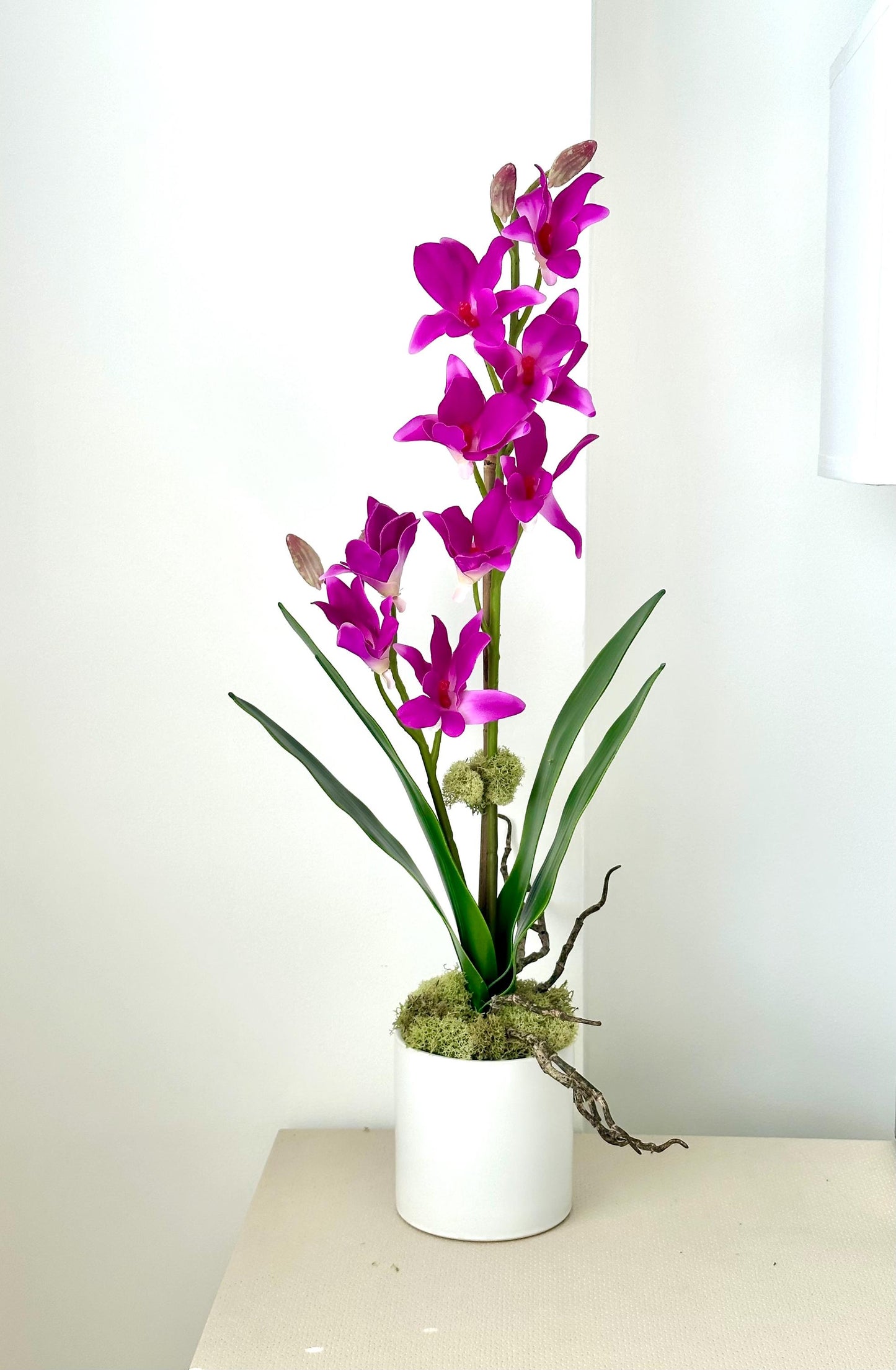 Real Touch Fuchsia Orchid Arrangement: Tall Faux Pink Centerpiece