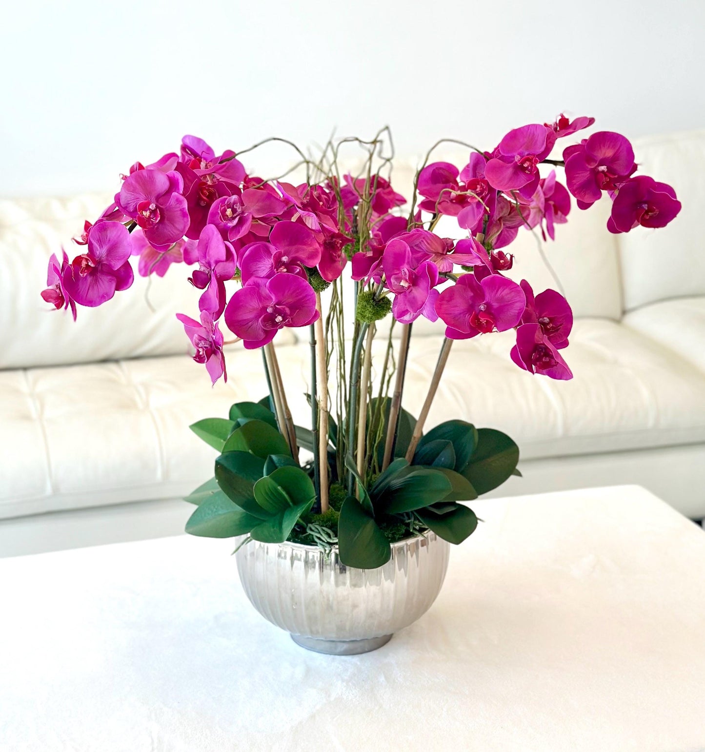 Real Touch Purple Orchid Arrangement, Faux Purple Orchid Arrangement, Tall Orchid Centerpiece, Real Touch Orchid Arrangement,