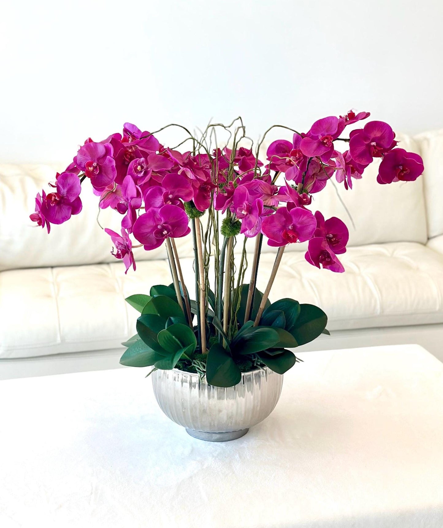 Real Touch Purple Orchid Arrangement, Faux Purple Orchid Arrangement, Tall Orchid Centerpiece, Real Touch Orchid Arrangement,