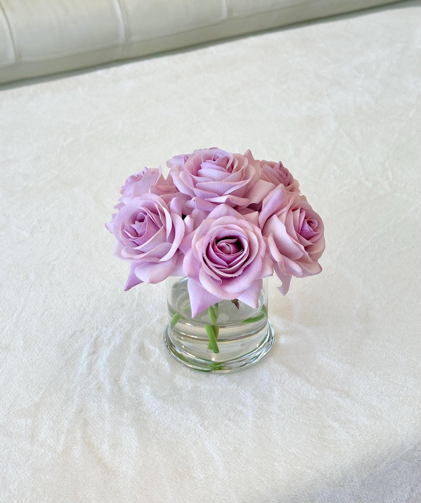 Real Touch Purple Rose Arrangement: Faux Water Centerpiece