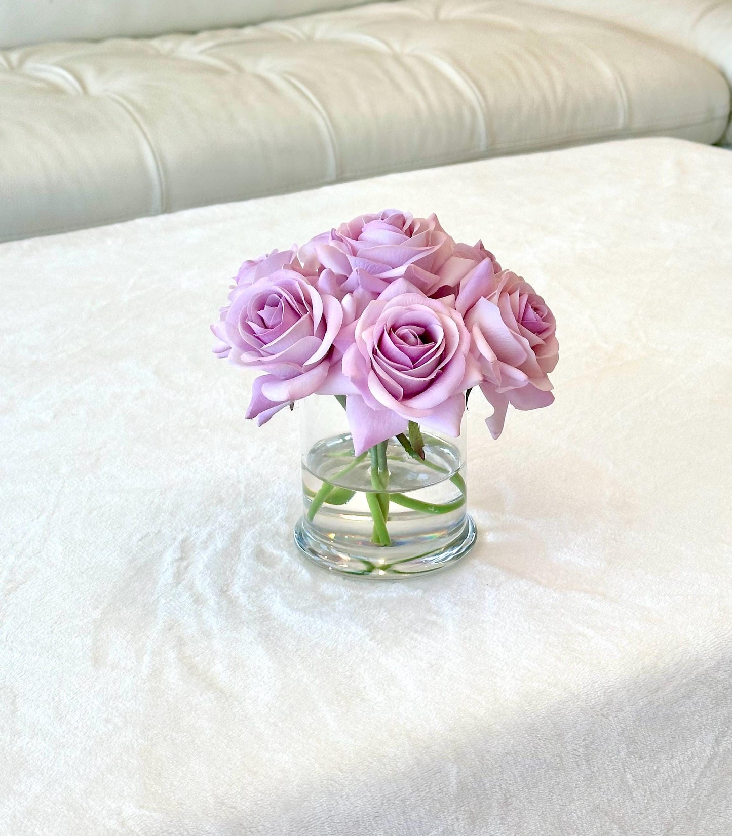 Real Touch Rose Arrangement, Purple Rose Arrangement, Purple Centerpiece, Artificial Rose Arrangement, Mauve Floral Arrangement