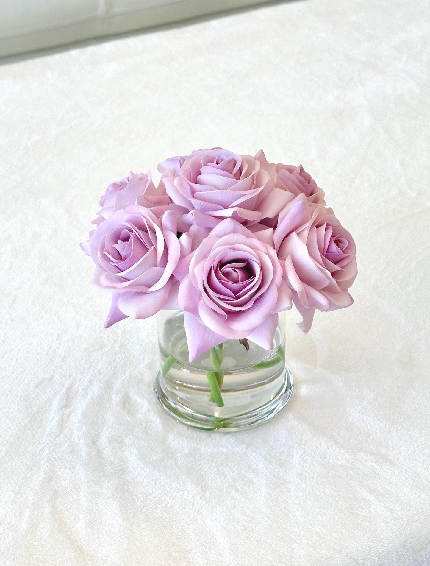 Real Touch Rose Arrangement, Purple Rose Arrangement, Purple Centerpiece, Artificial Rose Arrangement, Mauve Floral Arrangement