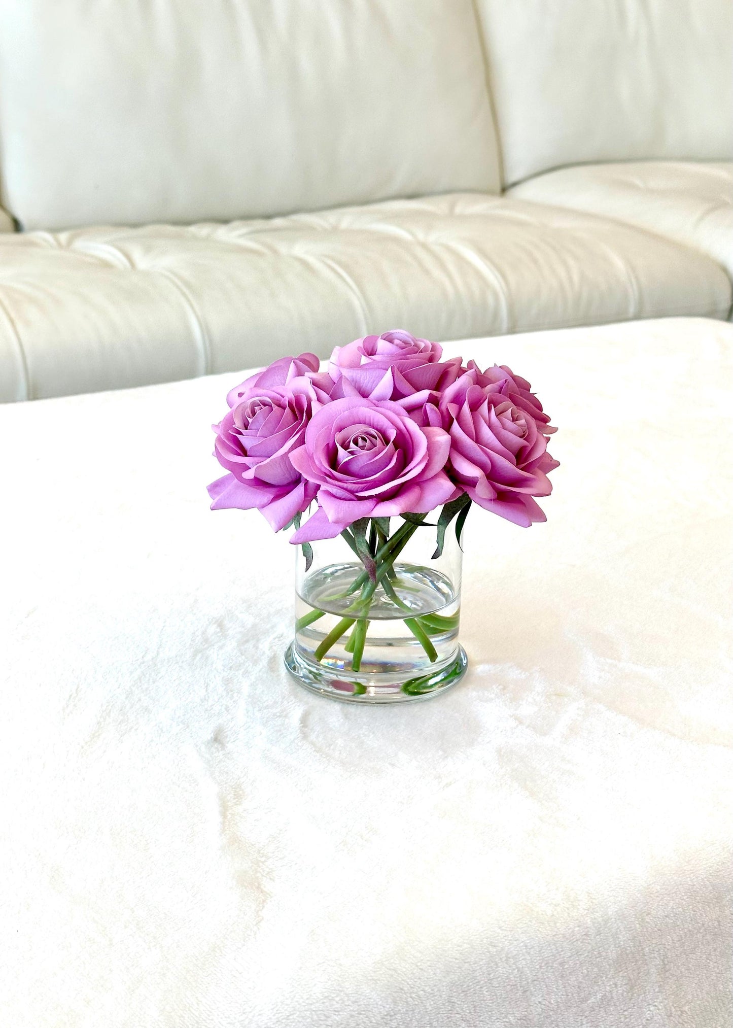 Real Touch Rose Arrangement, Purple Rose Arrangement, Purple Centerpiece, Artificial Rose Arrangement, Mauve Floral Arrangement
