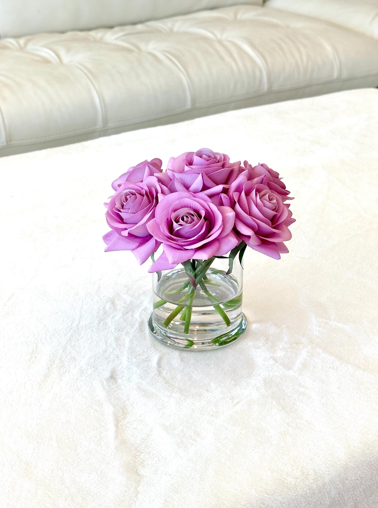 Real Touch Purple Rose Arrangement: Faux Floral Centerpiece