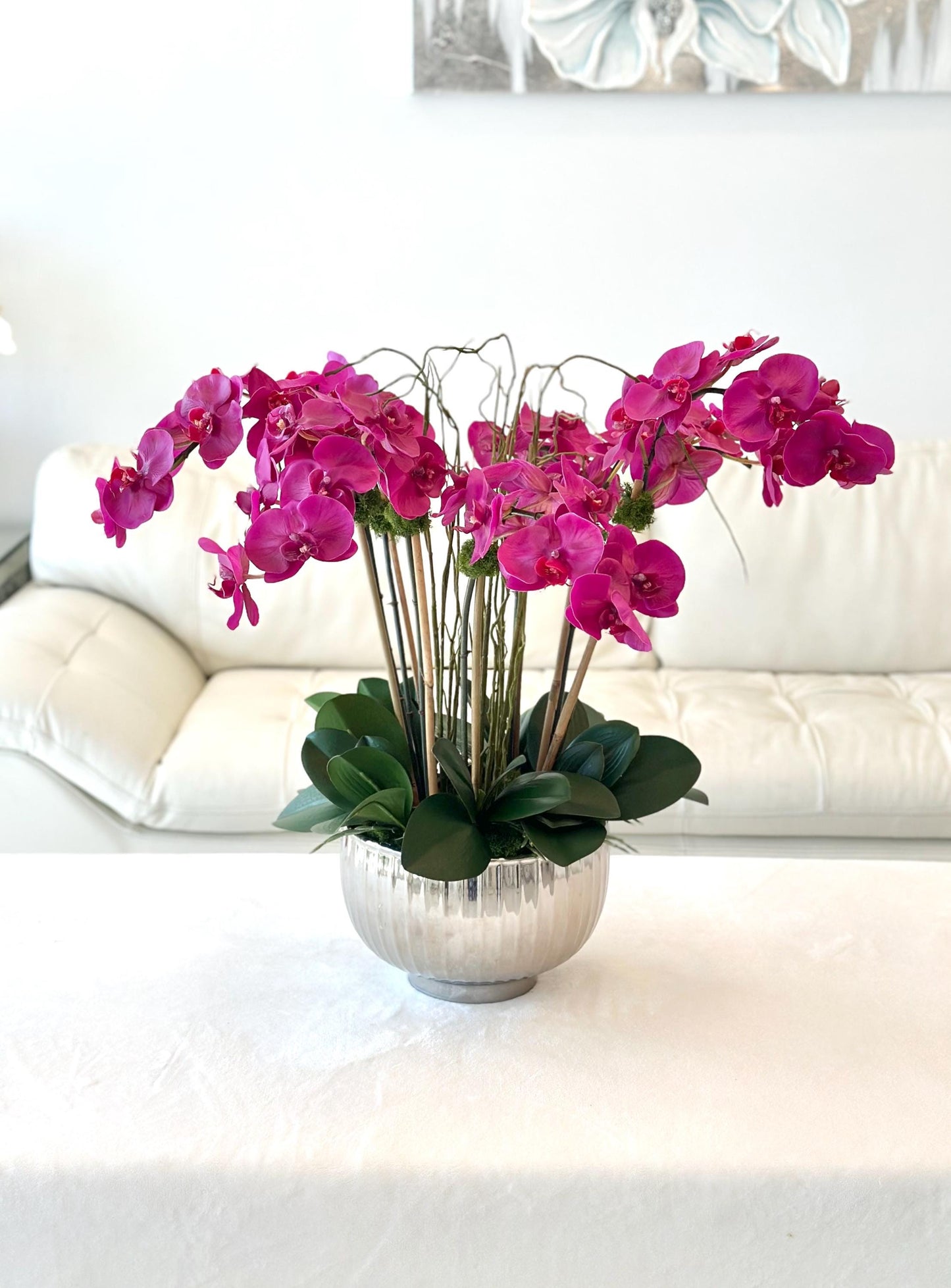 Real Touch Purple Orchid Arrangement, Faux Purple Orchid Arrangement, Tall Orchid Centerpiece, Real Touch Orchid Arrangement,