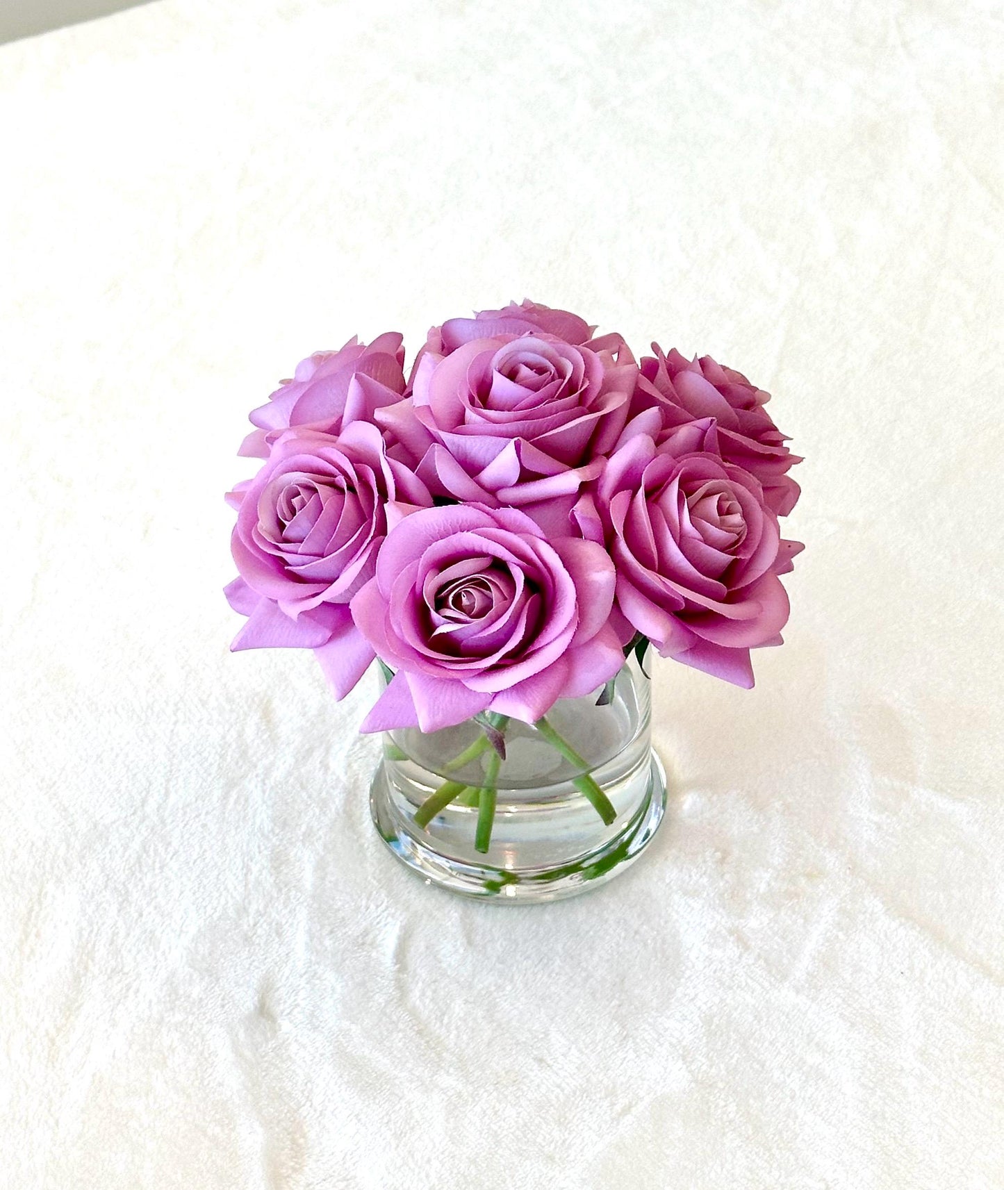 Real Touch Rose Arrangement, Purple Rose Arrangement, Purple Centerpiece, Artificial Rose Arrangement, Mauve Floral Arrangement