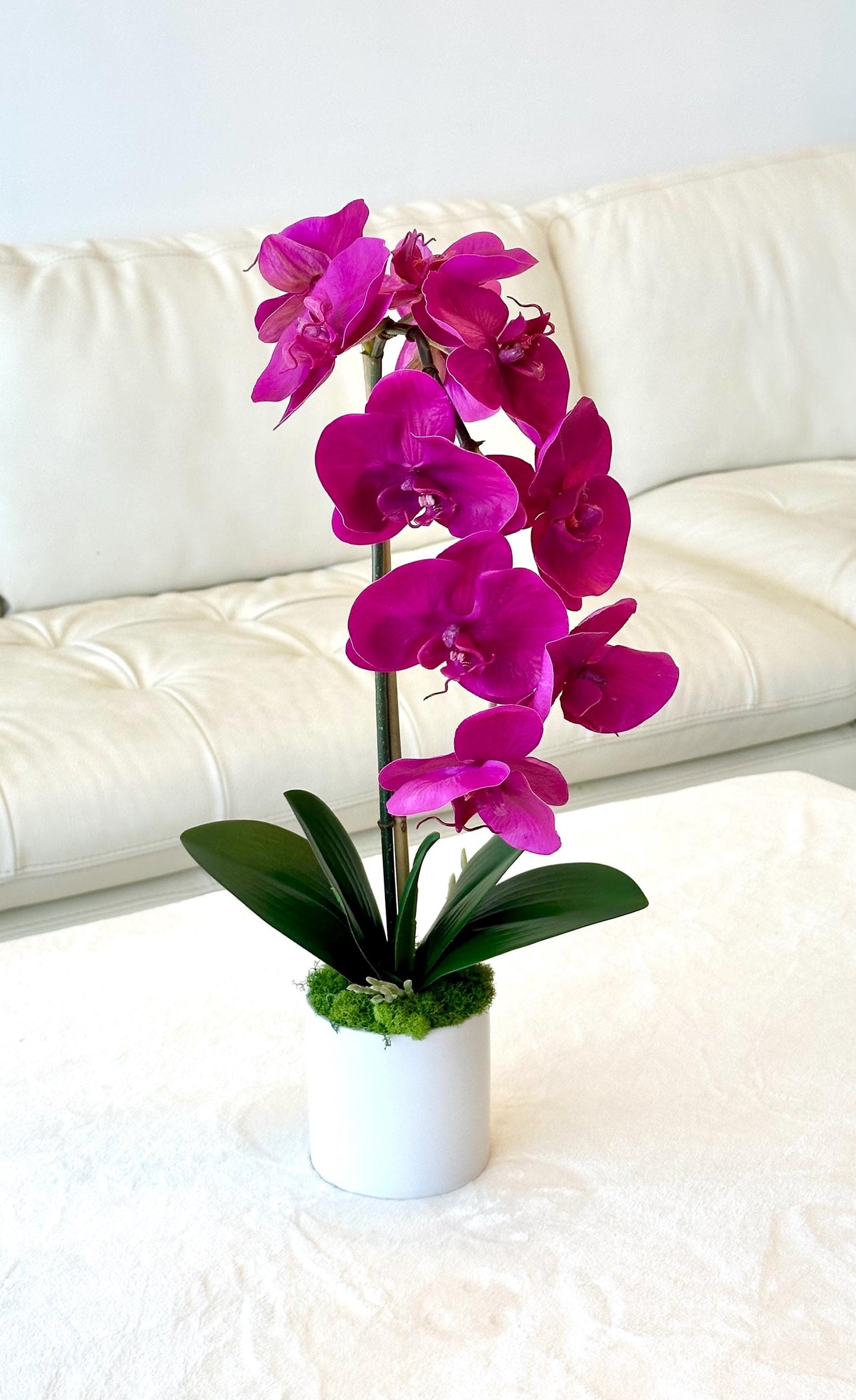 Real Touch Purple Orchid Arrangement: Tall Faux Centerpiece