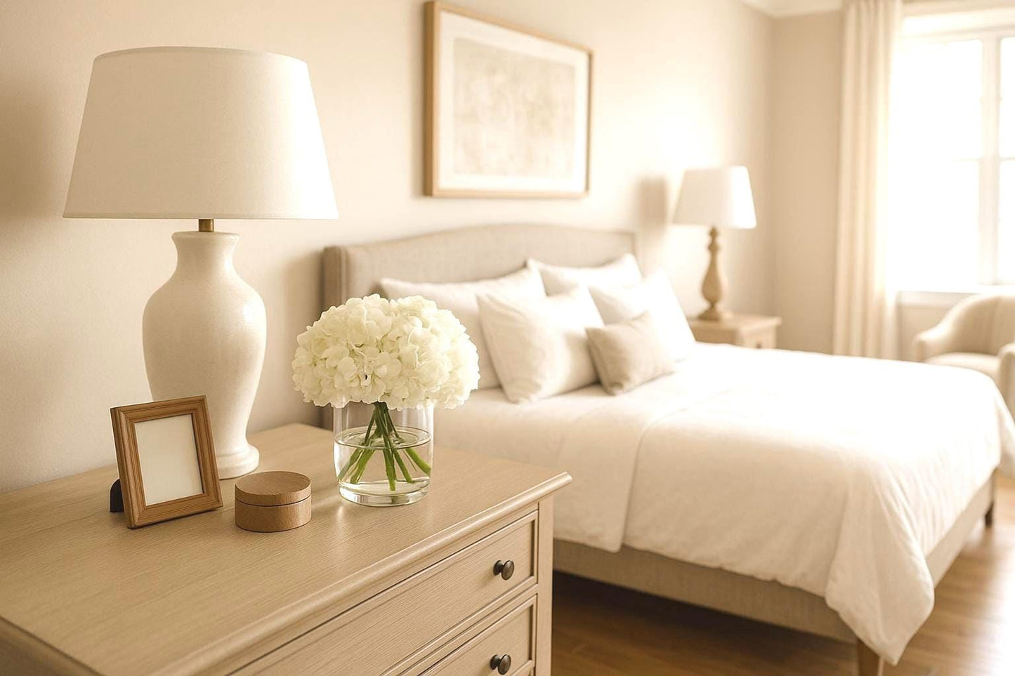 Real Touch White Hydrangea Centerpiece: Faux Floral Arrangement