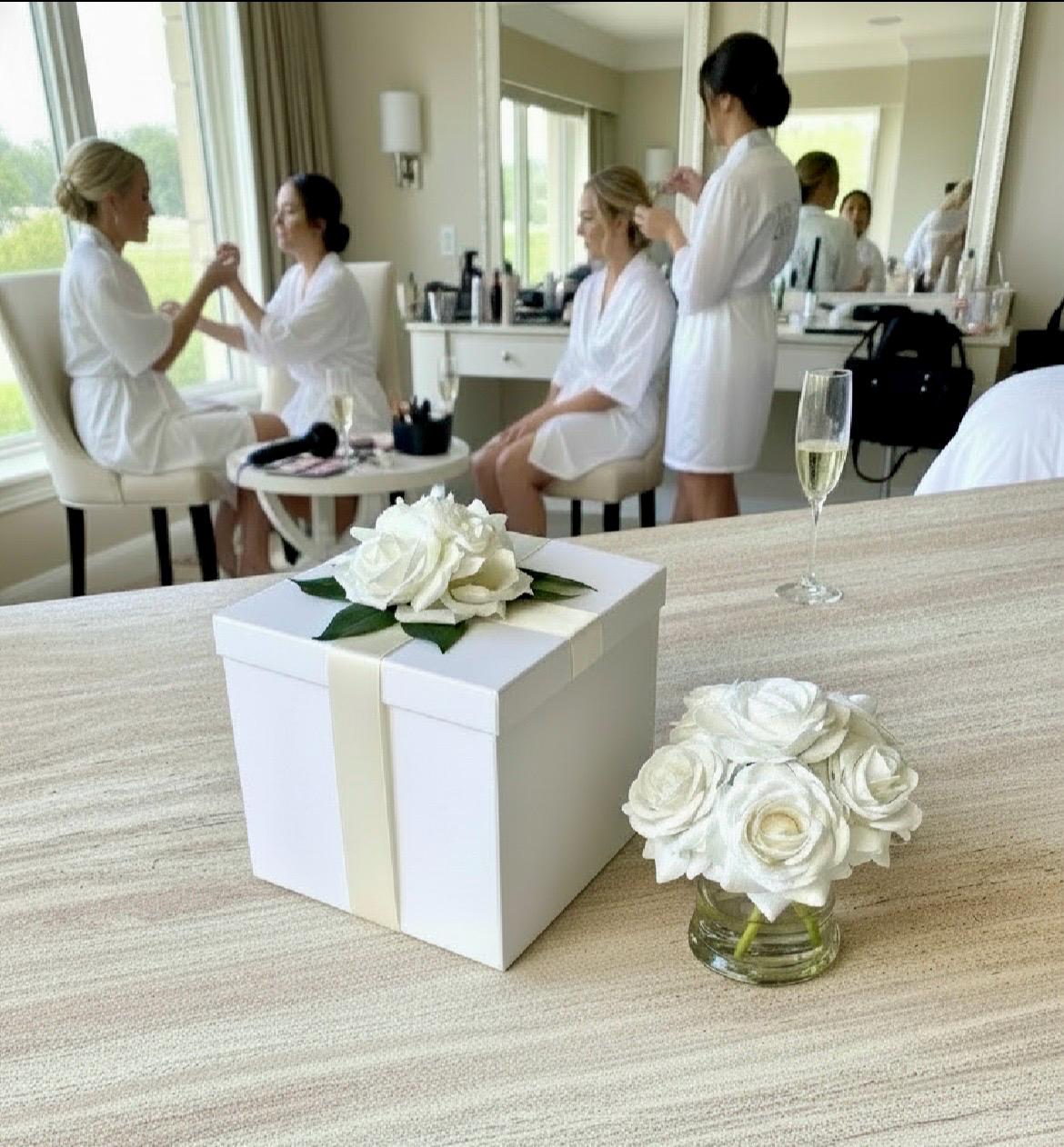 Ivory Rose Arrangement: Faux Floral Centerpiece, Luxury Gift Box