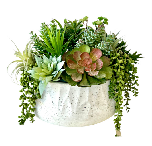 High Quality Artificial Succulent Arrangement in a Round Planter, Large Succulent Planter, Faux Plants, Succulent Home Decor