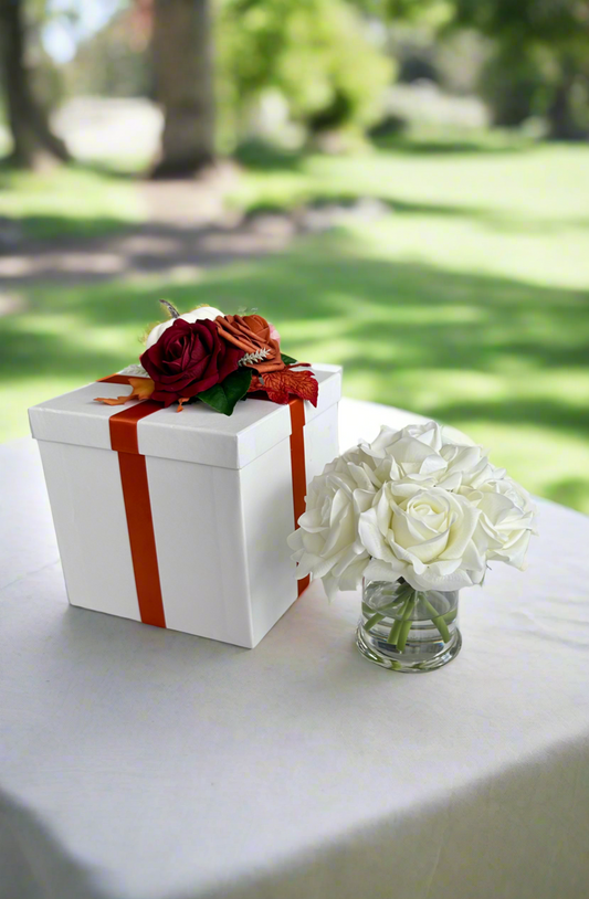 Luxury Floral Gift Box with Real-Touch Flowers & Removable Flower Topper