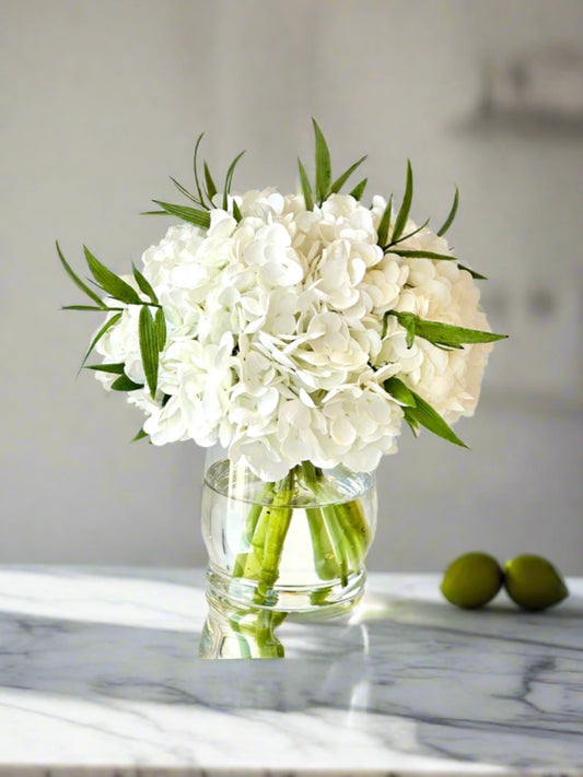 Real Touch Artificial White Hydrangea Arrangement