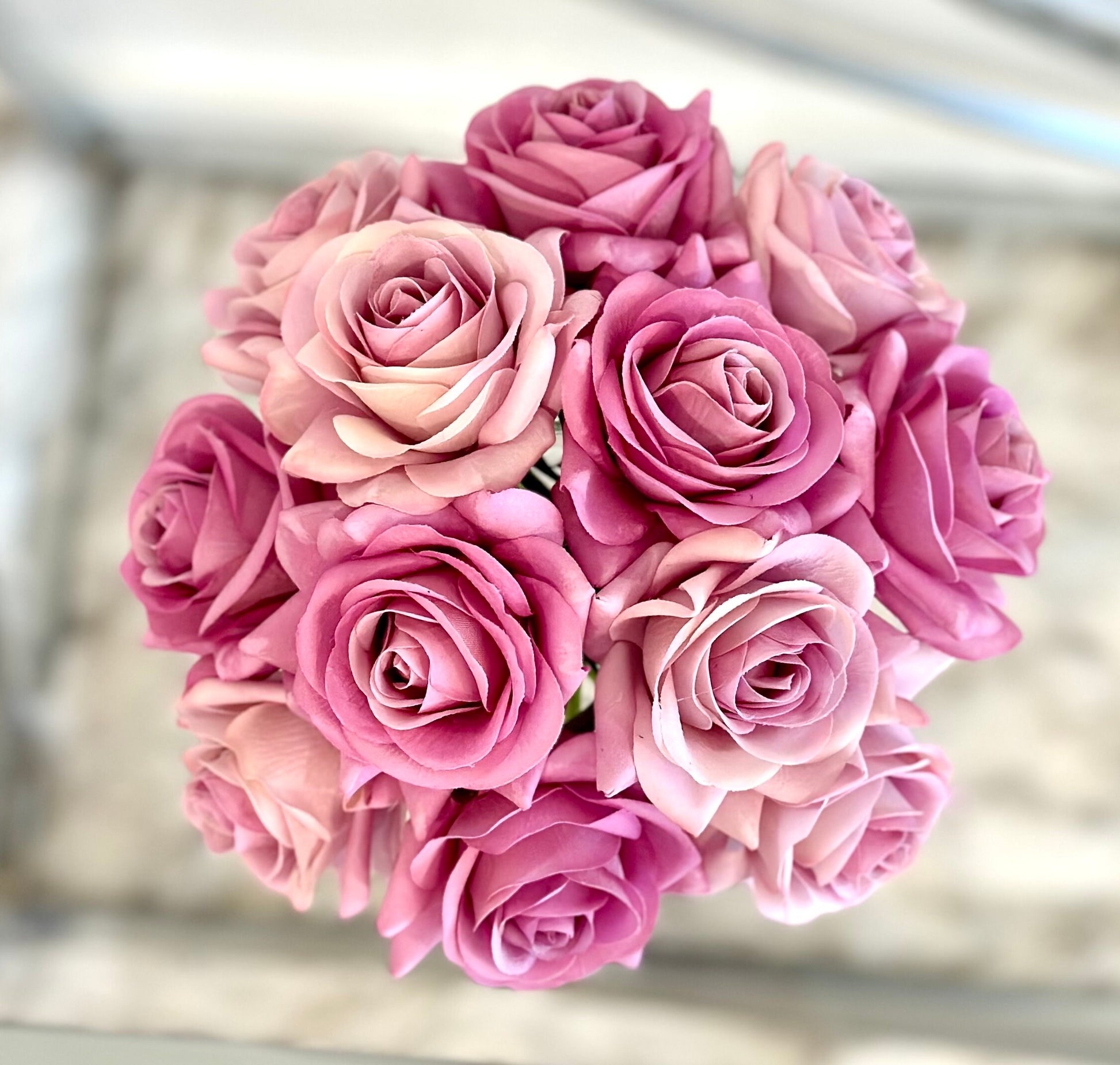 Real Touch Rose Arrangement: Artificial Floral Centerpiece In Square Vase