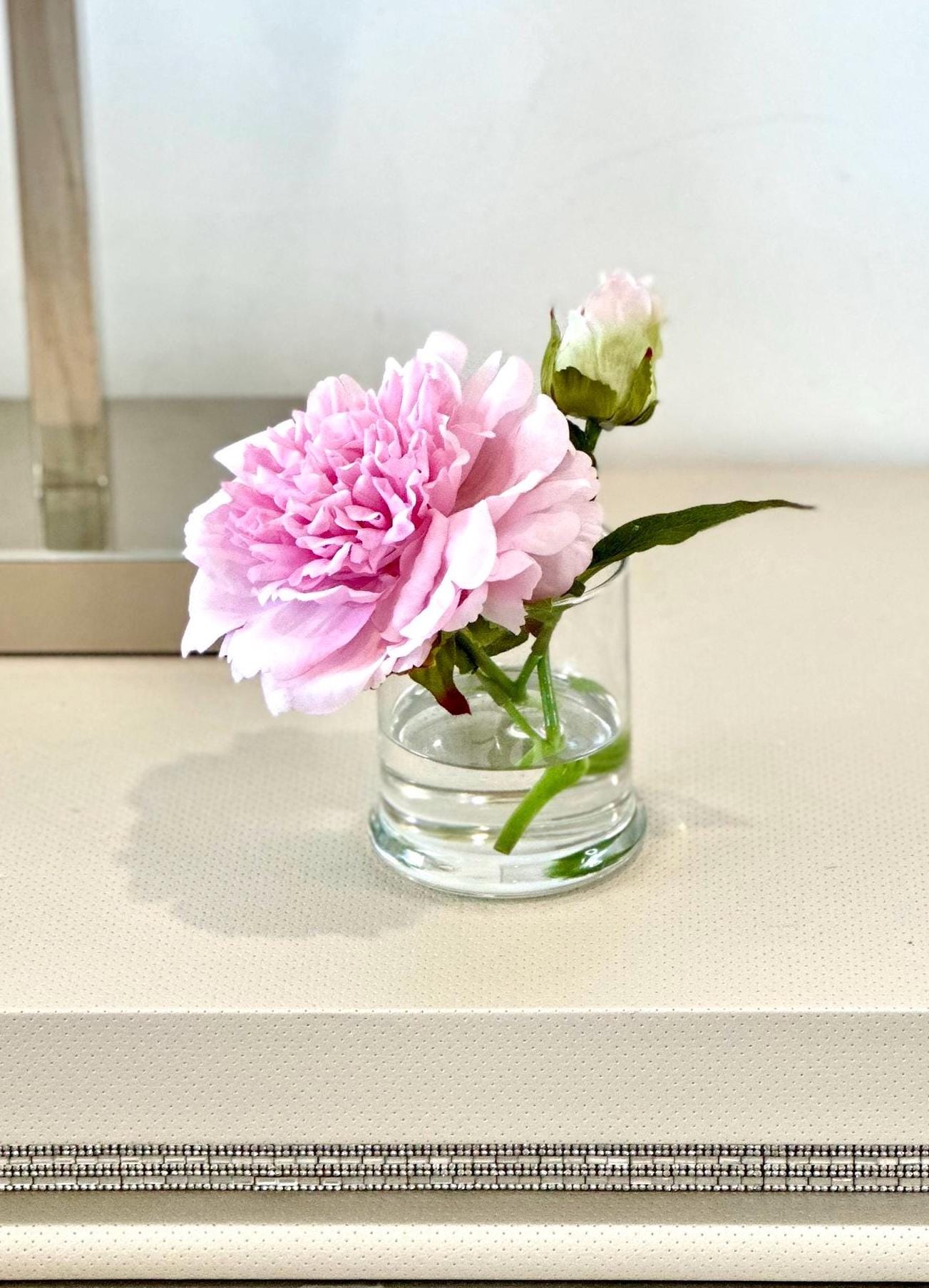 Real Touch Pink Peony Arrangement: Faux Floral Centerpiece