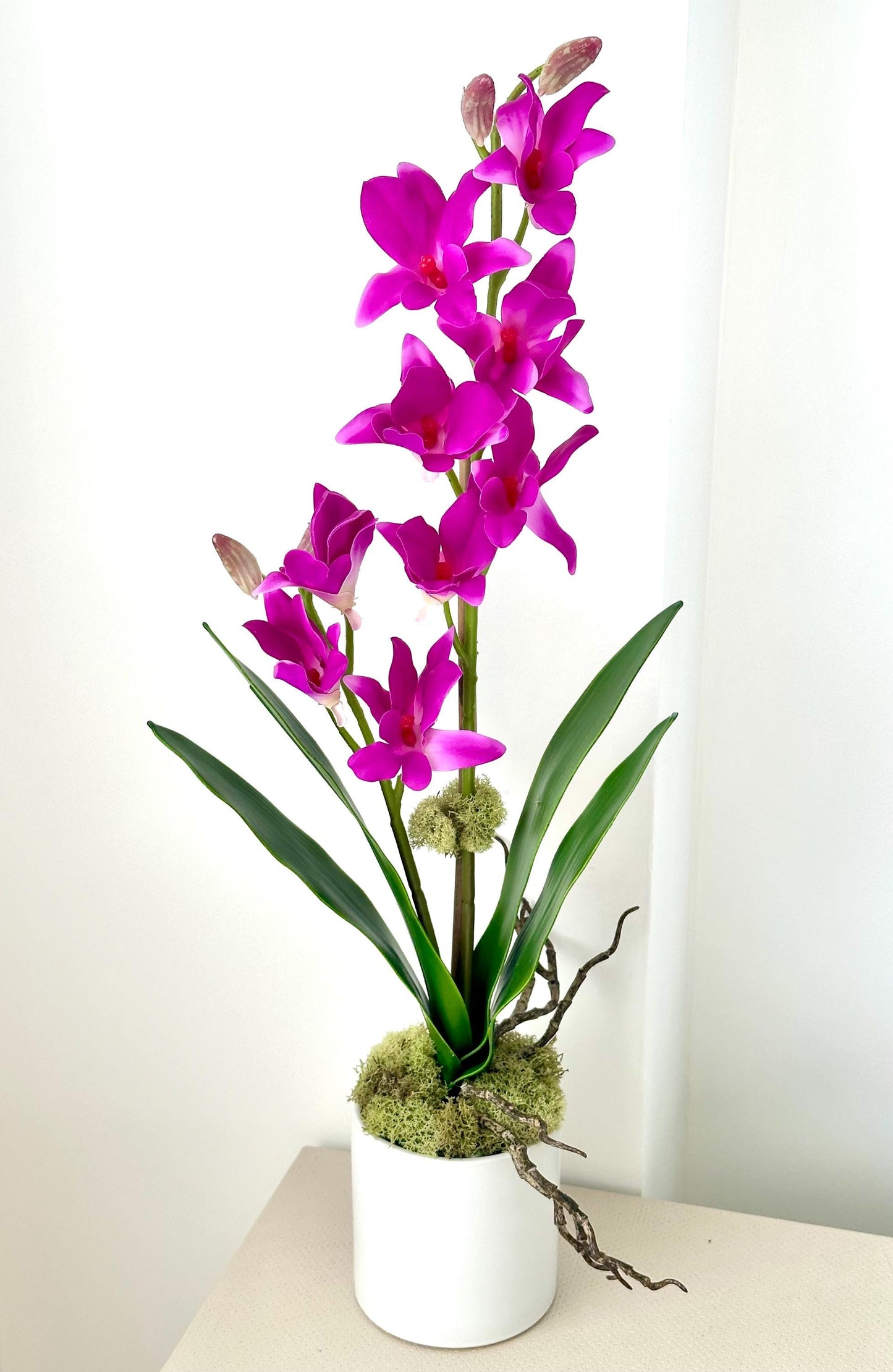 Real Touch Fuchsia Orchid Arrangement: Tall Faux Pink Centerpiece