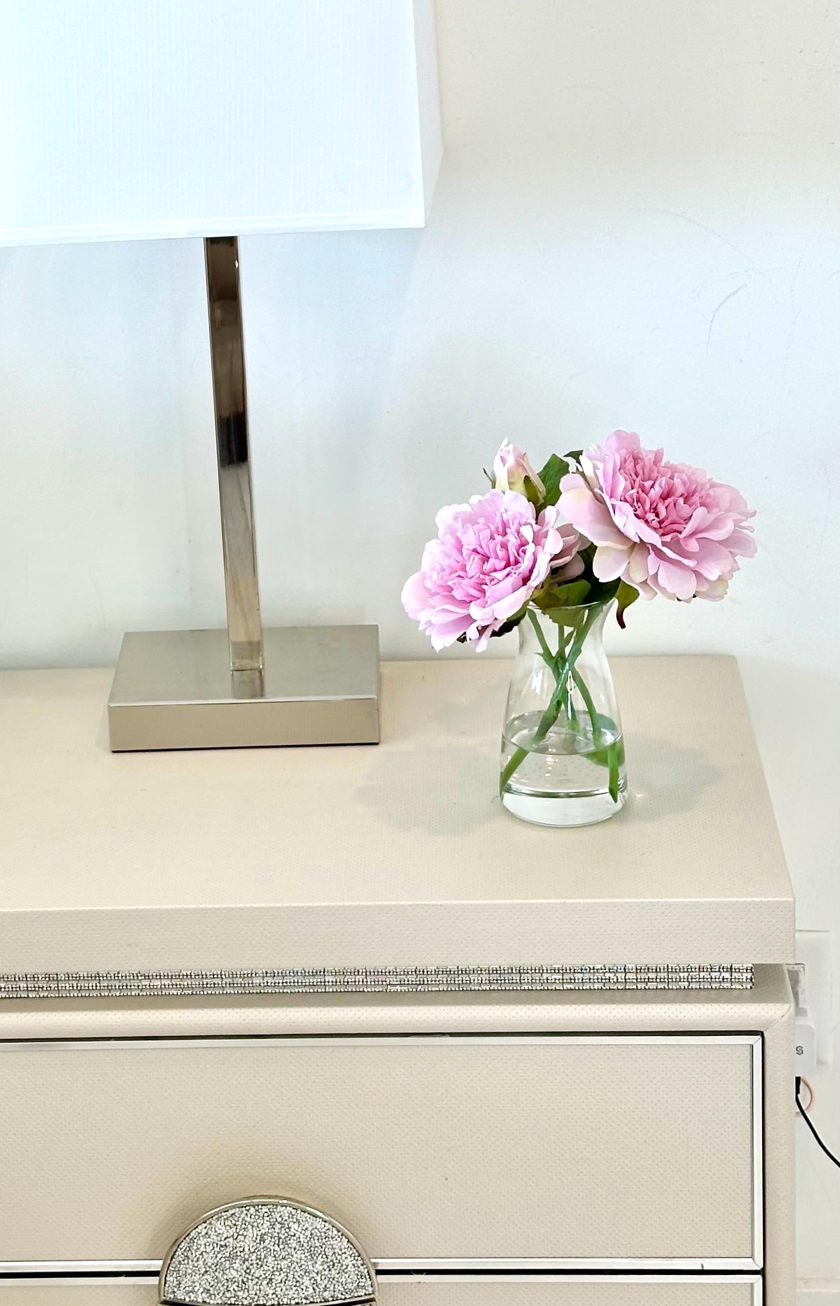 Real Touch Pink Peony Floral Arrangement: Faux Centerpiece