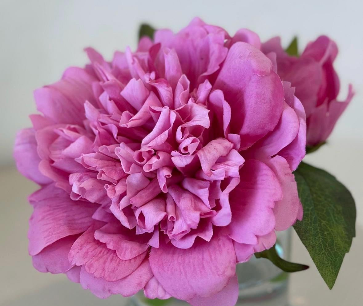 Real Touch Pink Peony Arrangement: Faux Floral Centerpiece