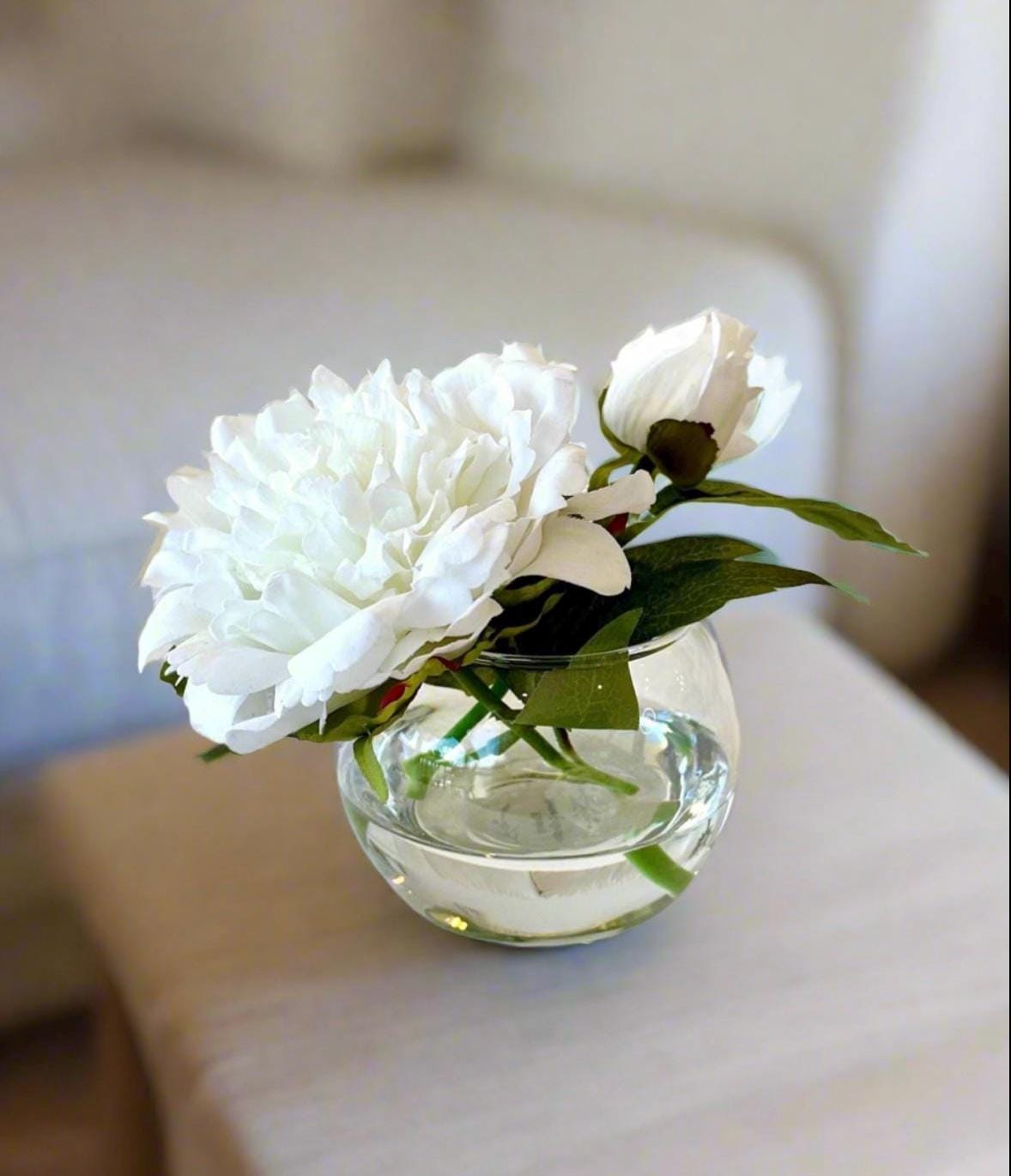 Real Touch Pink Peony Arrangement: Faux Floral Centerpiece