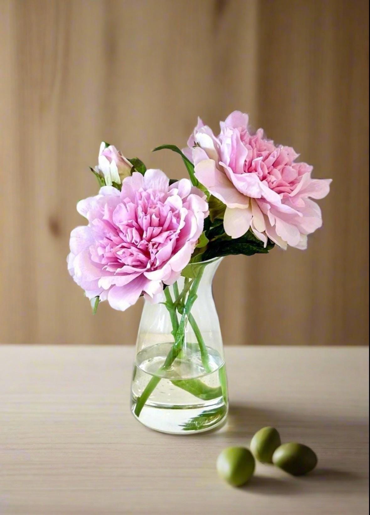 Real Touch Pink Peony Floral Arrangement: Faux Centerpiece