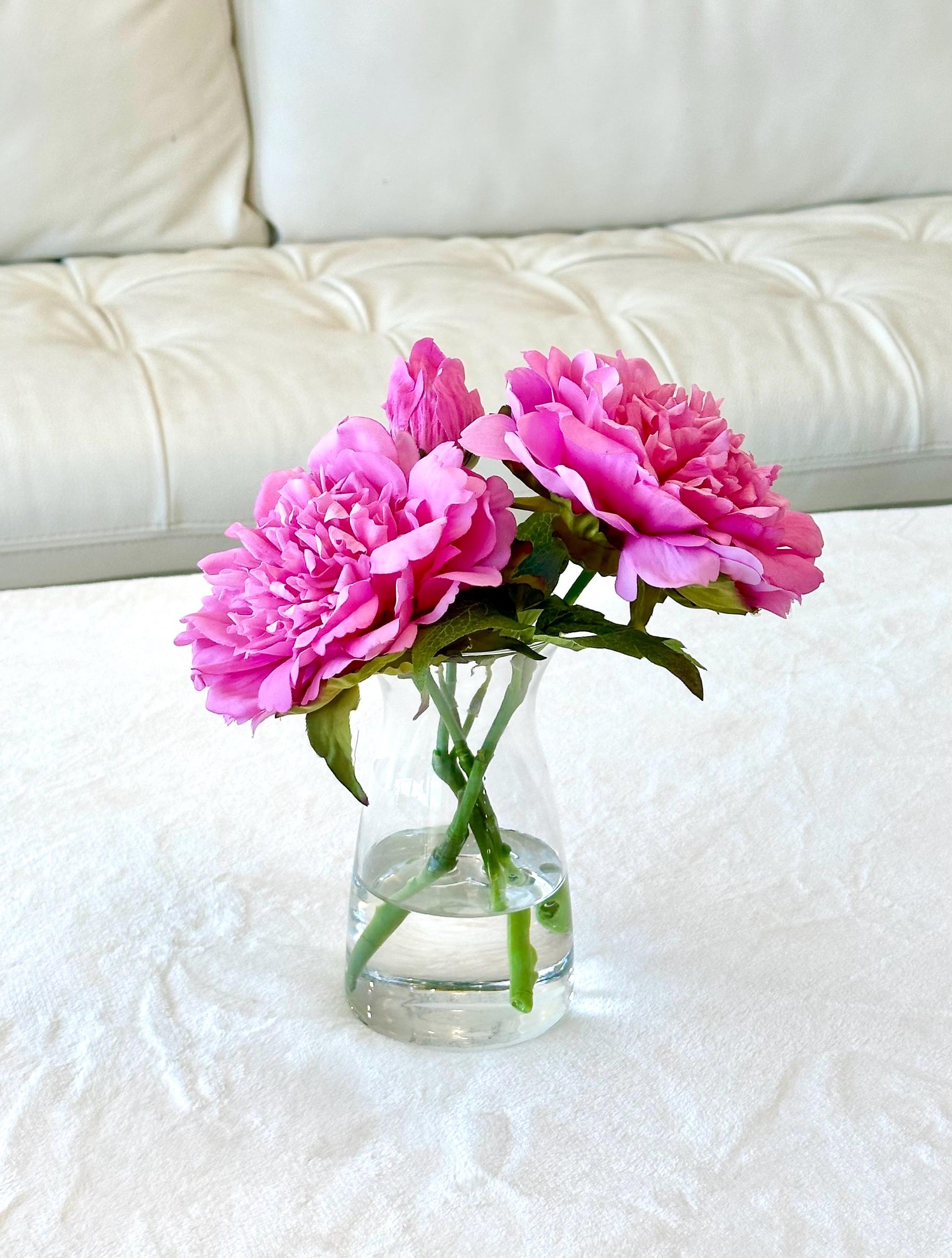 Real Touch Pink Peony Floral Arrangement: Faux Centerpiece
