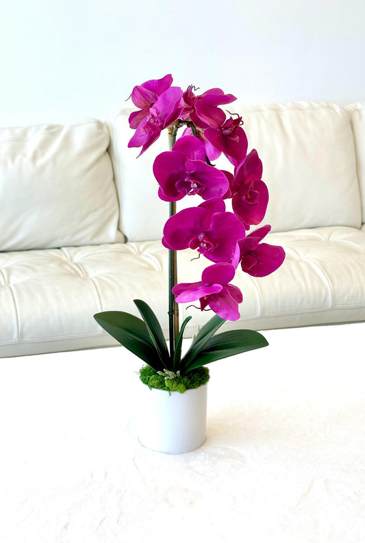Real Touch Purple Orchid Arrangement: Tall Faux Centerpiece