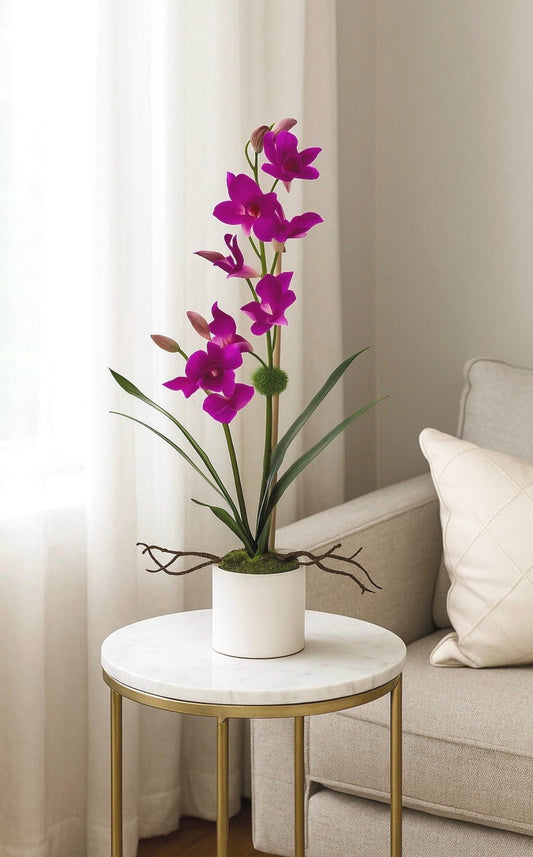 Real Touch Fuchsia Orchid Arrangement: Tall Faux Pink Centerpiece