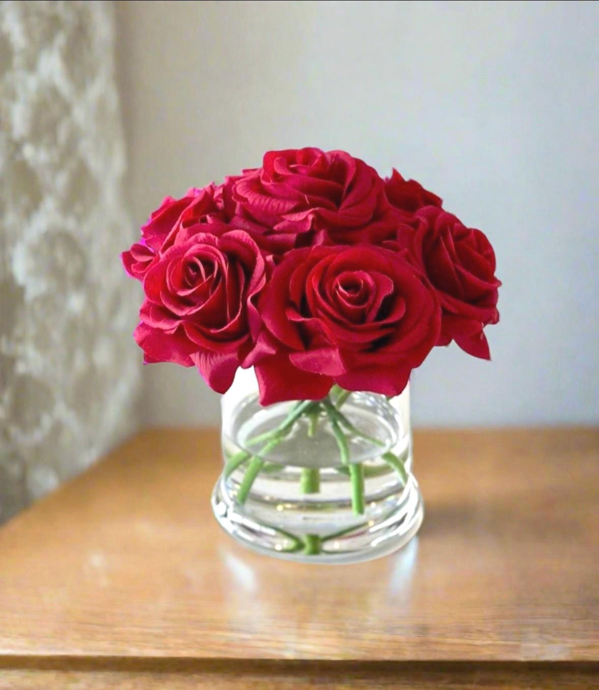 Real Touch Red Rose Arrangement: 6" Floral Gift Box