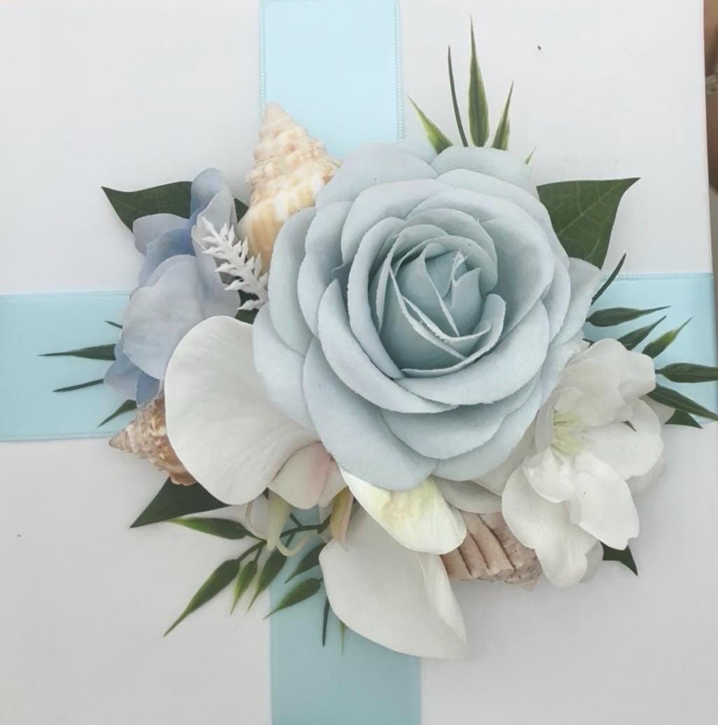 Real Touch Hydrangea & Rose Arrangement: Floral Centerpiece in Glass Vase